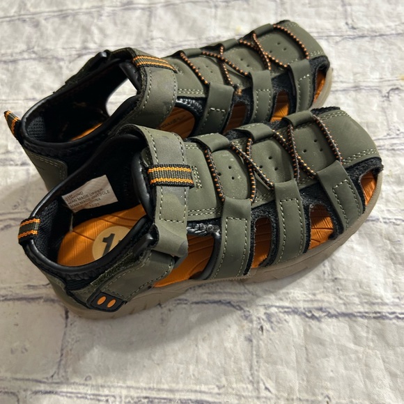 EDDIE BAUER EDMUND CLOSED TOE BOYS (2023) GREEN/ORANGE RUBBER SOLES SANDALS 11 - Picture 1 of 9